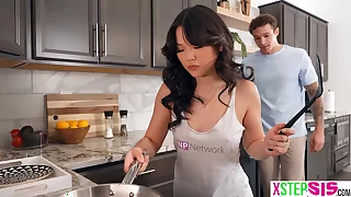 Bossy tiny Asian stepsister was not impressed by will not hear of stepbrother